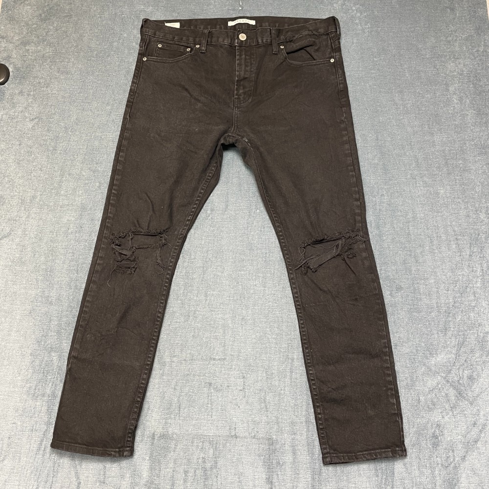 PacSun Los Angeles Skinny Jeans Mens 36x30 Black Distressed Dark Wash Outdoor